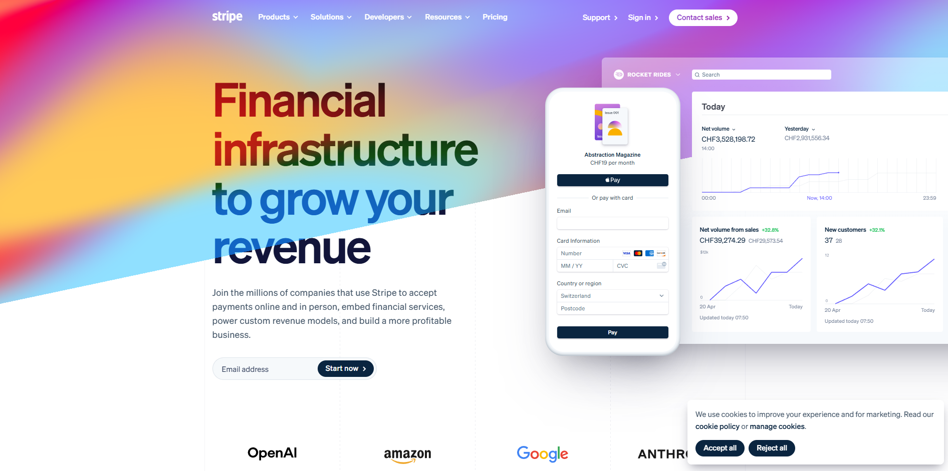 stripe homepage